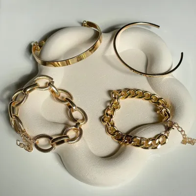 Retro Geometric Metal Twist Chain Bangles Bracelet